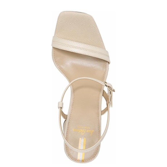 Sam Edelman Kit Ivory Square Toe Slingback Strap Cylindrical Block Heel Sandals - Picture 3 of 12